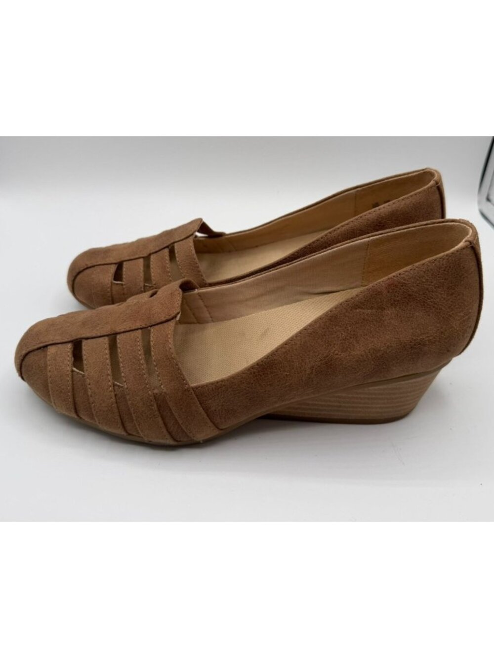 Dr Scholl's Be Free Women Size 8 Sandals Wedge Heels Sand Basket Weave Comfort